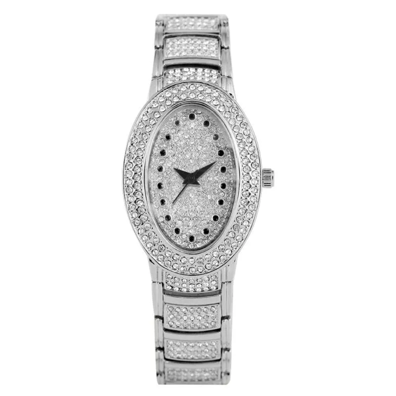 Holshorloges Dames Luxe Diamond-Encrusted Horse Pattern Watch Elegant Golden of Black Pointer Quartz Analoge Horloge