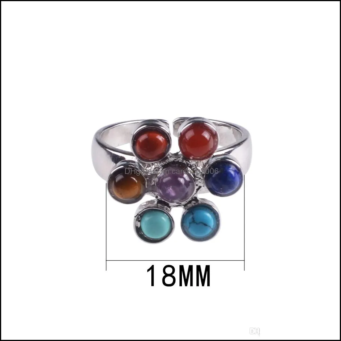 7 Chakra gem alloy plum ring ladies fashion gemstone ring