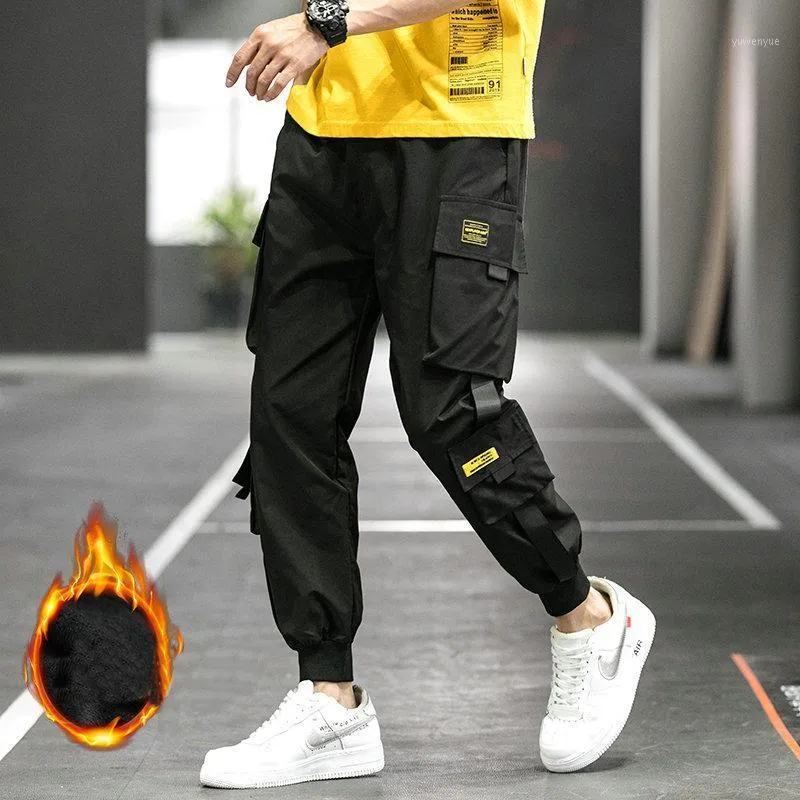 Męskie spodnie 2021 Cargo Harem Wstążki Polarowe Mężczyźni Streetwear Spodnie Dresy Hip Hop Casual Joggers Spodnie Mężczyzna Moda 5xl