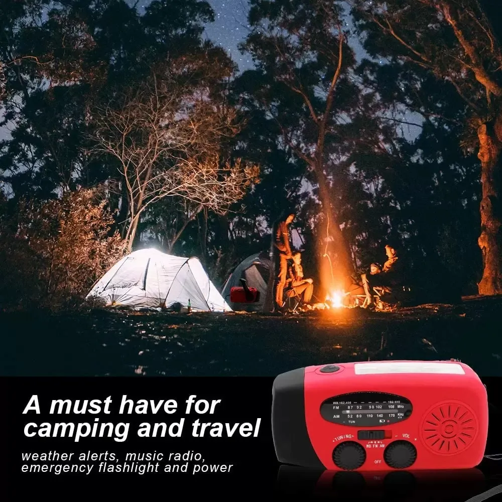 AM/FM NOAA Solar Weather Portable Radio med 2000 mAh vattentät solhand vev LED -ficklampa -laddare UF160