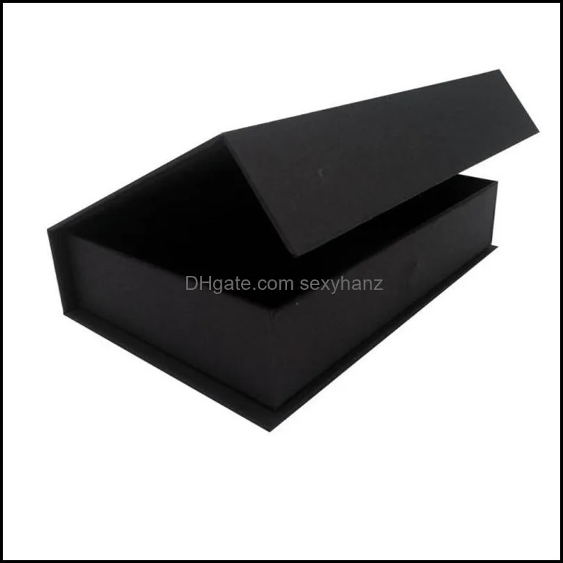 Jewelry Pouches, Bags Wholesale 500pcs/lot Custom Black Magnetic Closure Filp Top Cardboard Packaging Box Luxury