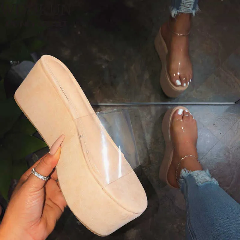 Платформа плюс размер женские туфли 2021 новый сексуальный прозрачный высокий каблук женские летние сандалии красочные подошвы сандалии mujer x0526