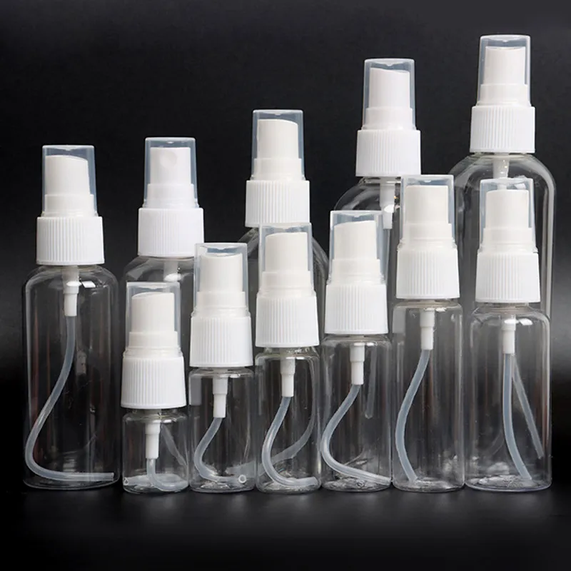 10 20 30 50 60 80 100ml plástico Pet Spray Garrafa de Skin Cuidados com Pacote Garrafas de Álcool