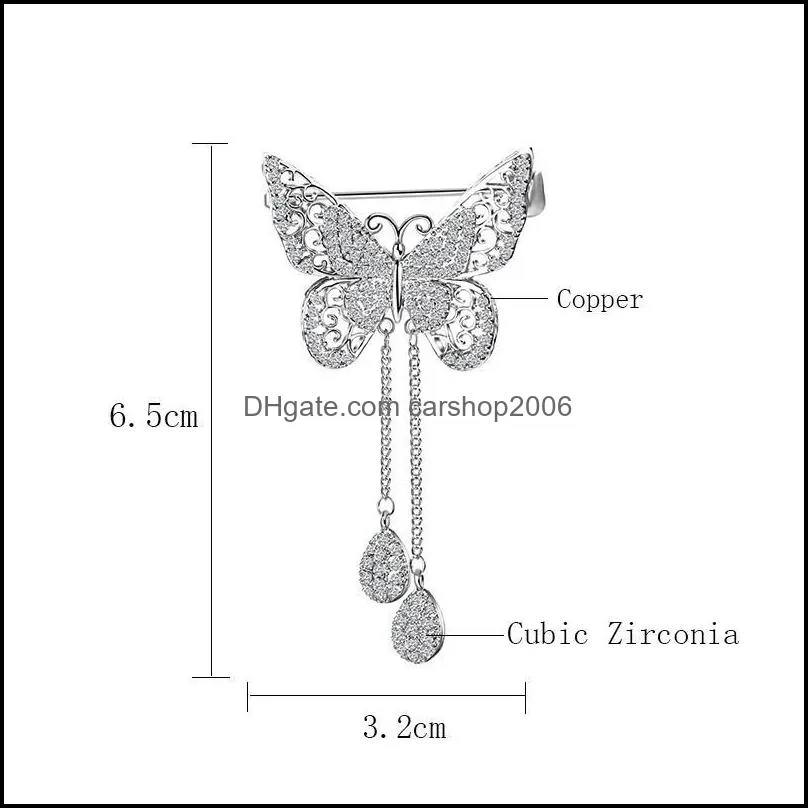 Pins, Brooches Fashion Elegant Personality Butterfly Brooch Pins For Women Classic Retro Cubic Zirconia Animal Female Party Jewelry