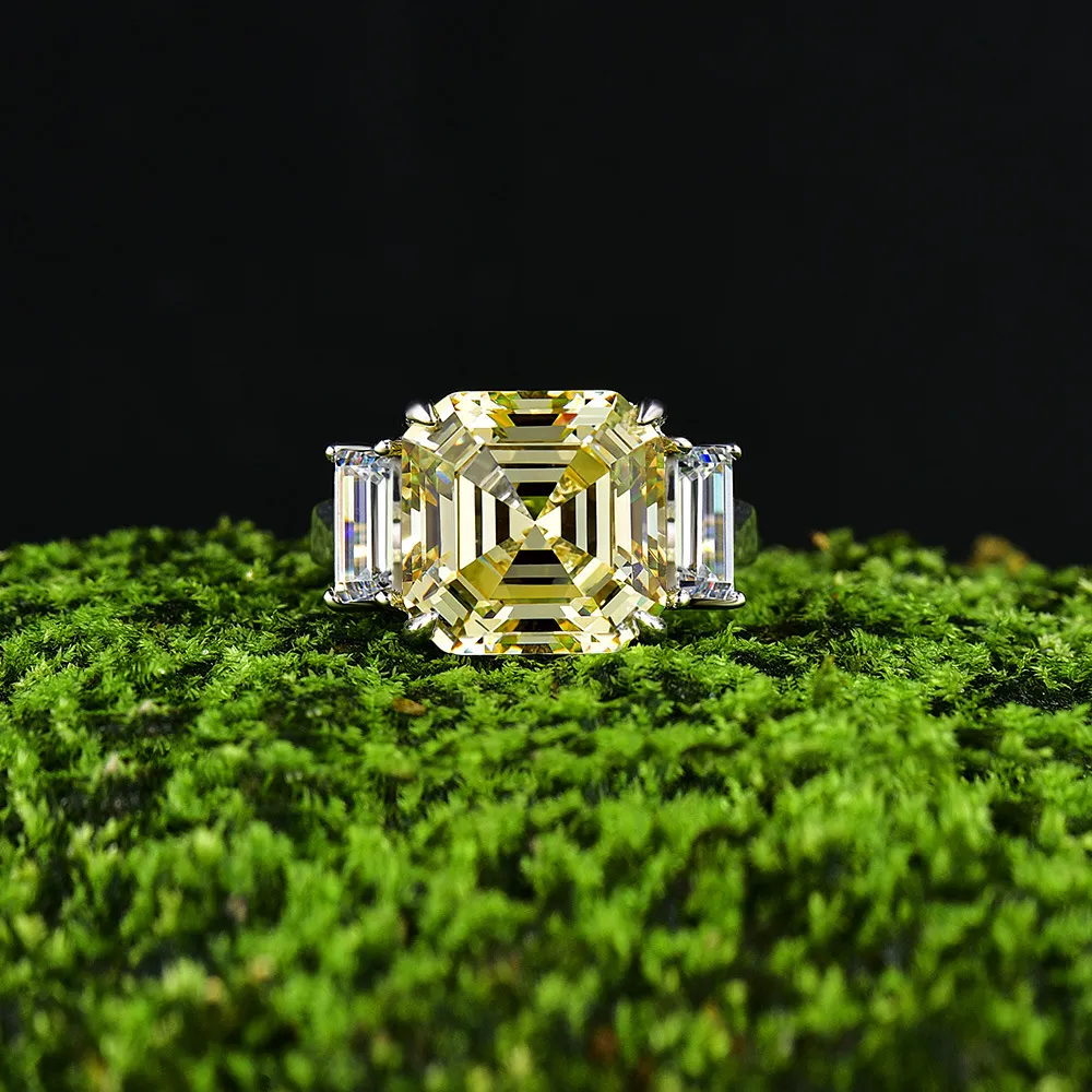 Rainha amarela vintage pedra safira anel anel de noivado