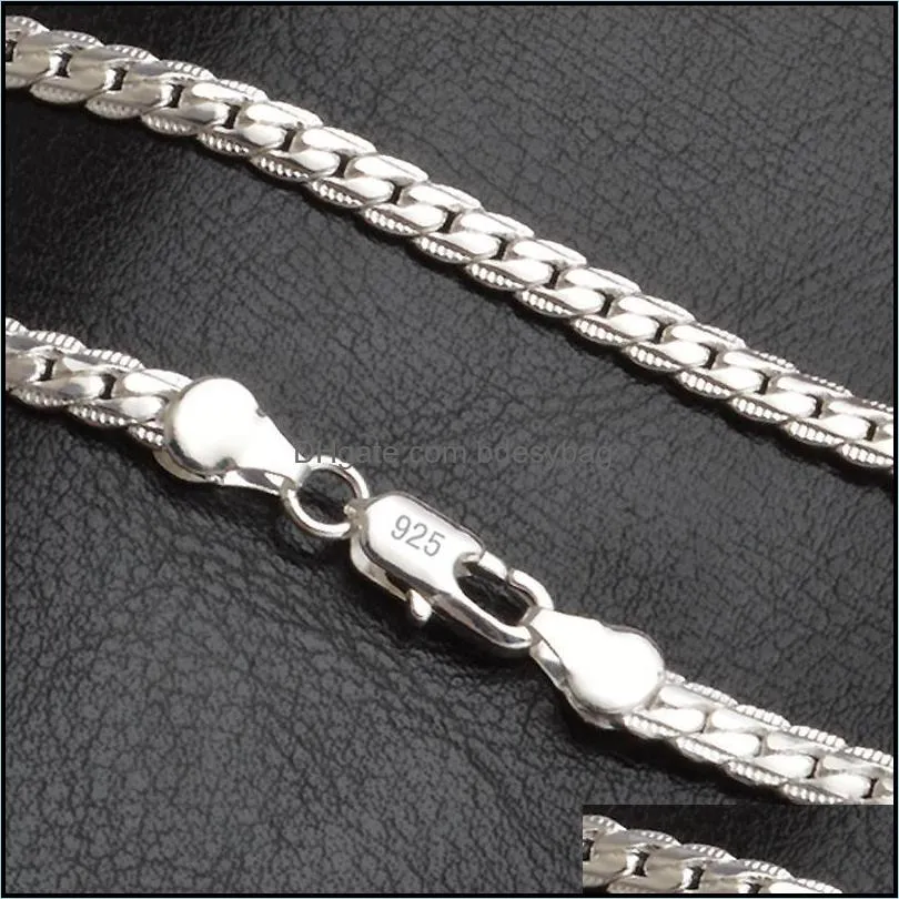 Silver Snake Bone Chain Necklace Hip Hop 5mm20inch Link Necklaces for Men Women Statement Jewelry DIY accessories Christmas Gift