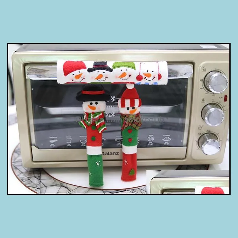 Christmas Refrigerator Door fridge knob Microwave Oven snowman Kitchen Appliance Handle Covers Set of 3 free shipping