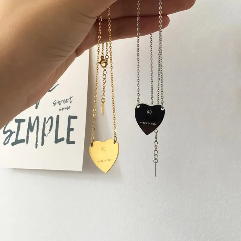 Luxurious Heart Necklace Woman Stainless Steel Couple Gold Chain Pendant Jewelry on the Neck Gift for Girlfriend Accessories Wholesale