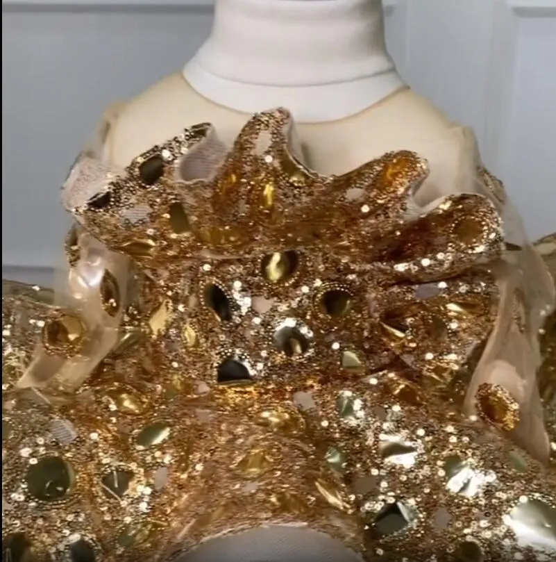 Gold Sequined Sparkly Flower Girl Gold sequin evening dress with Sheer Neckline, Tulle Fabric, and Long Sleeves - Perfect for Lilttle Kids' Birthday, Gold Sequined Sparkly Flower Girl Gold sequin evening dress with Sheer Neckline, Tulle Fabric, and Long Sleeves - Perfect for Lilttle Kids' Birthday,