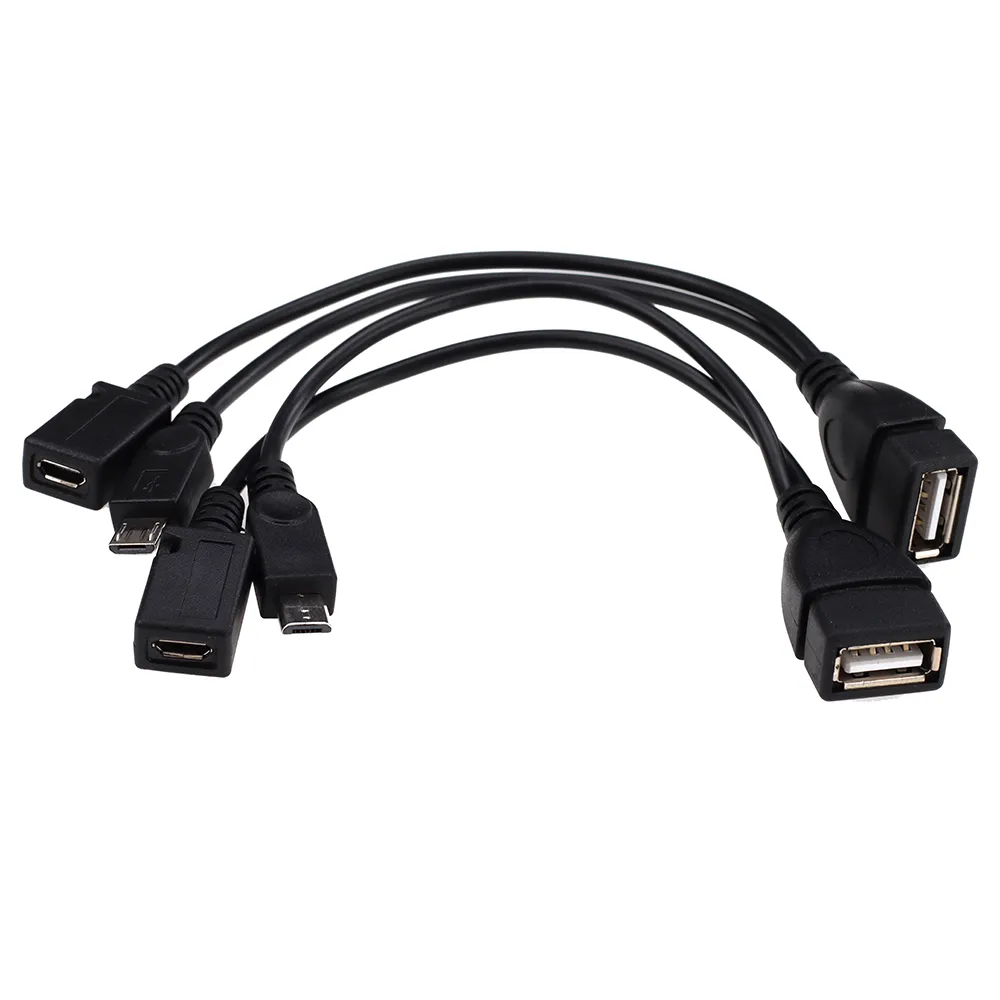 2 in 1 OTG Micro USB Host Power Y Splitter Connector USB to Micro 5 Pin Male Female Adapter Cable