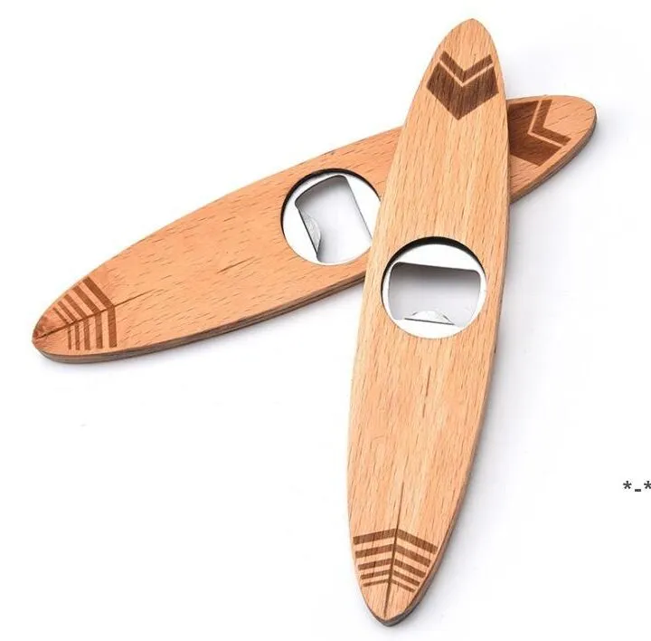 Wooden Beer Bottle Opener Wood Handle Creative Stainless Steel Speed Cap Openers Bar Kitchen Supplies