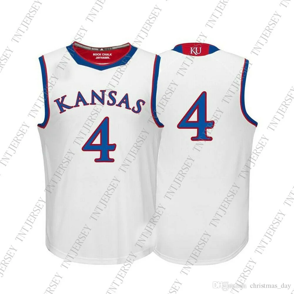 Goedkope Custom Kansas Jayhawks NCAA # 4 White Basketball Jersey Personality Stitching Custom Any Num Number XS-5XL