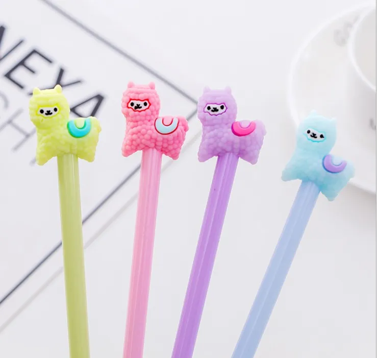 Cartoon alpaca gel pen 0.5mm black children Writing Office Eexamination Limited Material School Supplies wholesale