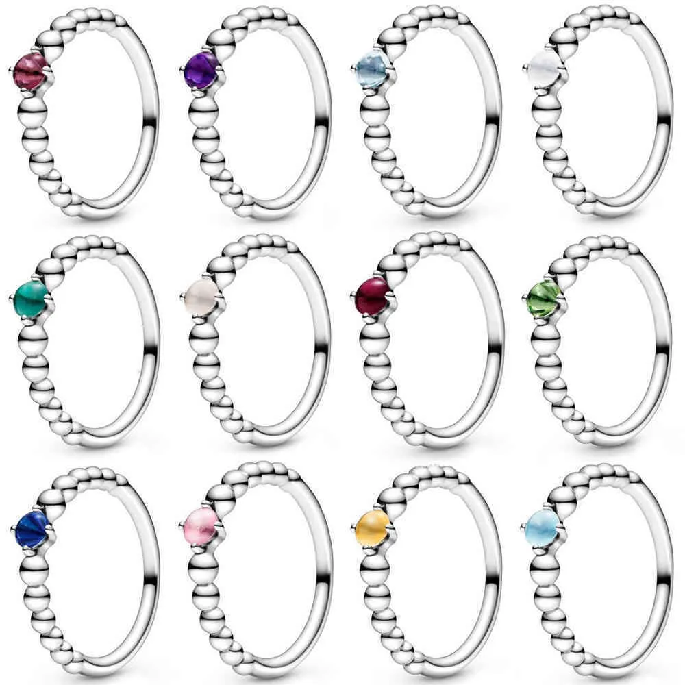 2019 100% 925 Sterling Silver Pre-Valentines 2020 Mina sanna färger Birthstone Collection Ring Fit Original Mode Smycken