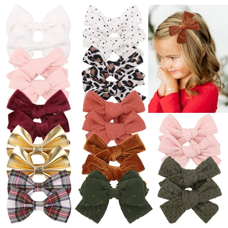 Girls Hair Accessories Hairclips Baby Bb Clip Kids Barrettes Clips Flower Childrens Children Bow Hairpin Cotton Leather Leopard