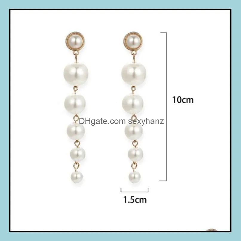 Fashion imitation pearl long earrings Big small bead tassel stud earring GWE11666