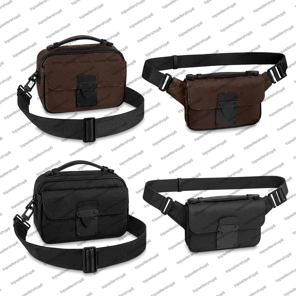 M45806 M58489 Männer Frauen S Kofferraum LOCK MESSENGER SLING BAG Echtes Rindsleder Männlich Leinwanddruck geprägt Umhängetasche Geldbörse Clutch Hüfttasche