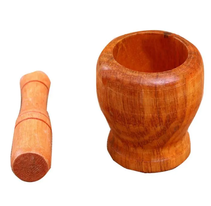 2021 Home Kitchen Hand Manual Wood Garlic Ginger Mortar And Pestle Pugging Mill Grinding Bowl Masher Grinder Mixing Device Wholesale