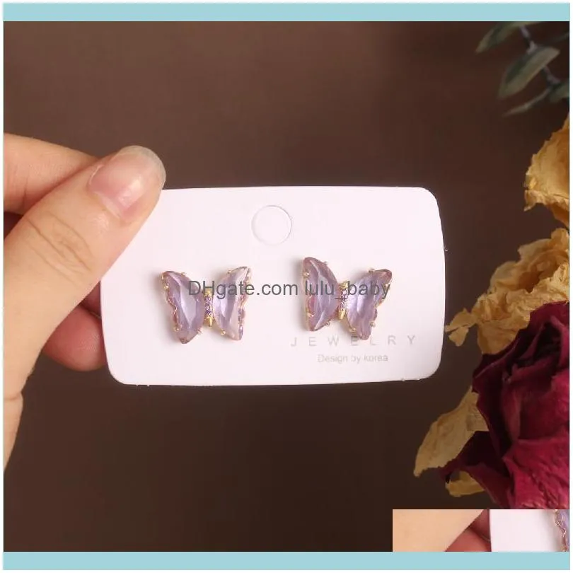 Stud Shiny Side Accessories Glass Butterfly Earrings For Women Simple Style Gift Elegant Insect Earrings1