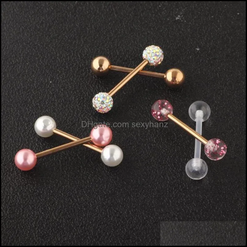 Other Fashion Barbell Nipple Ring Piercing Bar Rings Jewelry Creative Punk Body Jewellery High Quality Zircon Heart Women