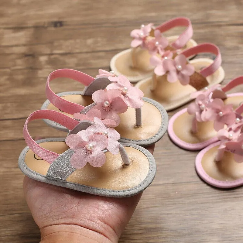 Nouveau à la mode nouveau-né bébé fille fleur chaussures sandales été vacances berceau chaussures Prewalker