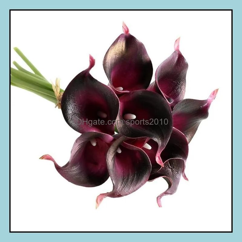Navy Blue Picasso Calla Lilies Real Touch Flowers For Wedding Bouquets Centerpieces artificial flowers for wedding LX1504