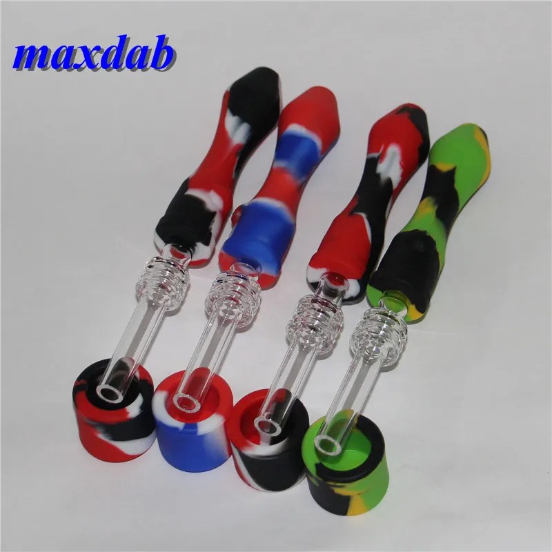 Smoking Silicone Pipe bong hookah With 10mm GR2 Titanium Nail Tip Concentrate Cap Dab Rig Straw Wax Oil Burner pipes