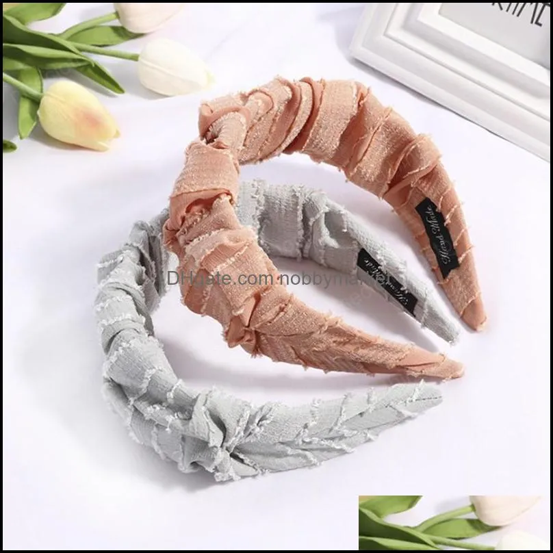 New Fashion Women Headband Wide Side Folds Cloth Hairband For Adult Soft Classic Headwear Hair Accessories Wholesale