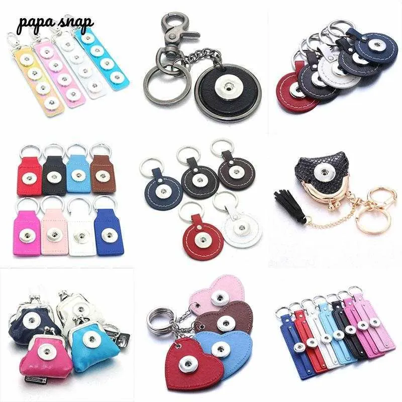 Porte-clés en cuir PU pour femmes, bijoux à pression, adaptés aux boutons à pression de 18mm et 20mm, DIY, porte-clés pour femmes, G1019, 5 pièces/lot