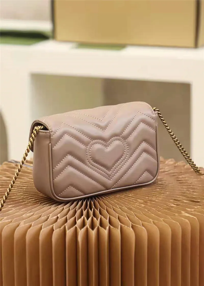 Top A Projektant G's Super Mini Crossbody Torby Łańcuchy Pasek Torebka Oryginalna Nude Skóra Kolor Torby na ramię Twill Kobiety Torebki Double Back Love Portfel Torebka