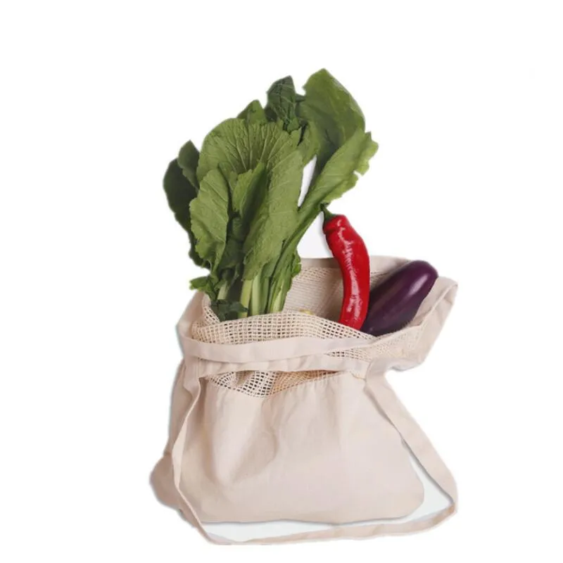 Reusable String Shopping bag Fruit Vegetables Eco Grocery Bag Portable Storage Bag Shopper Tote Mesh Net Woven Cotton Storage Bags LX4379