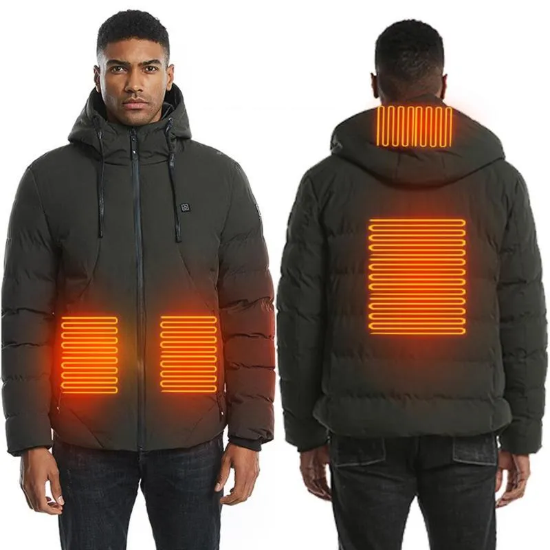 Vestes de ski USB Chauffage électrique chaud 4 Zone plaque extérieure manteau thermique hiver à capuche de randonnée en camping
