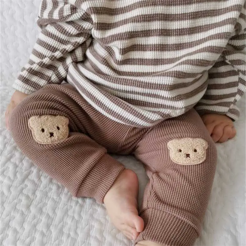 Milancel jesień spodnie dla niemowląt wafle dziewczyny harem spodnie chłopcy niedźwiedź spodnie maluch odzież 211028