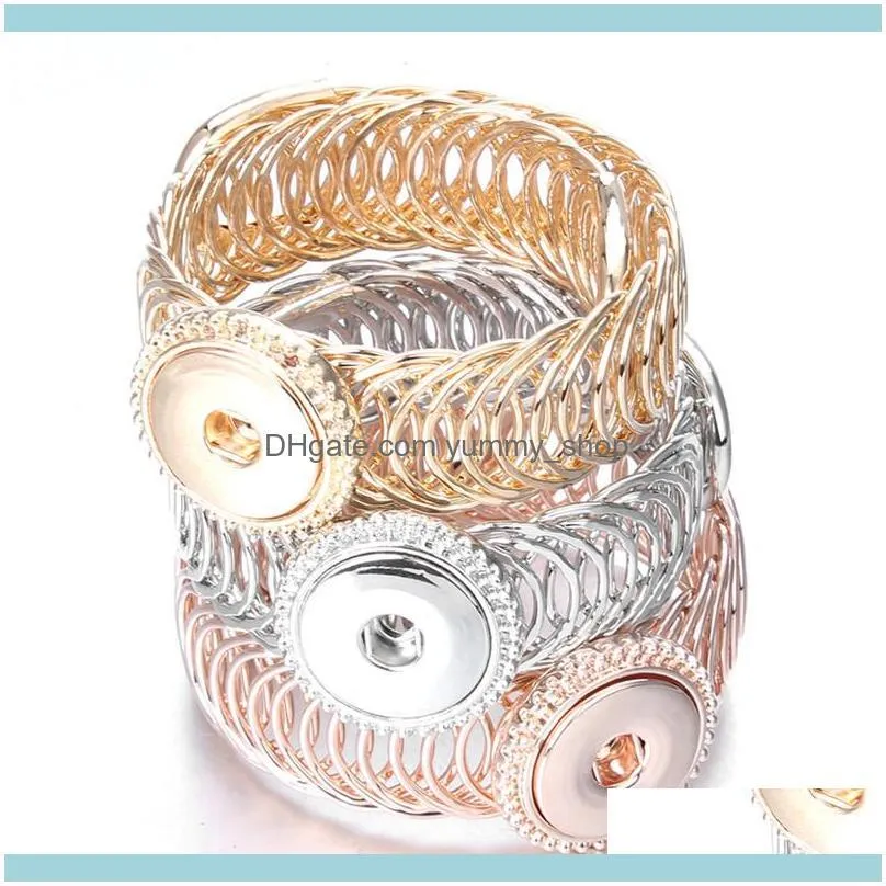 New Snap Bangles Jewelry Rose Gold Snap Cuff Bracelets Metal Button Charms Jewelry Bracelet For Women ZE0521