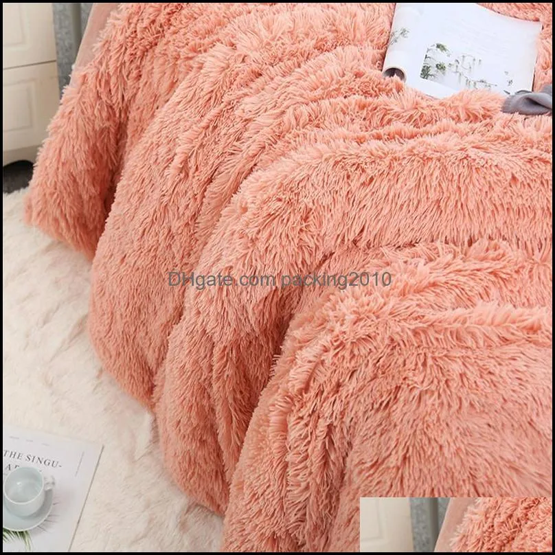 160*200cm Elegant Throw Blanket For Bed Sofa Bedspread Bedding Shaggy Sheet Long Air Conditioning Soft Warm Blankets