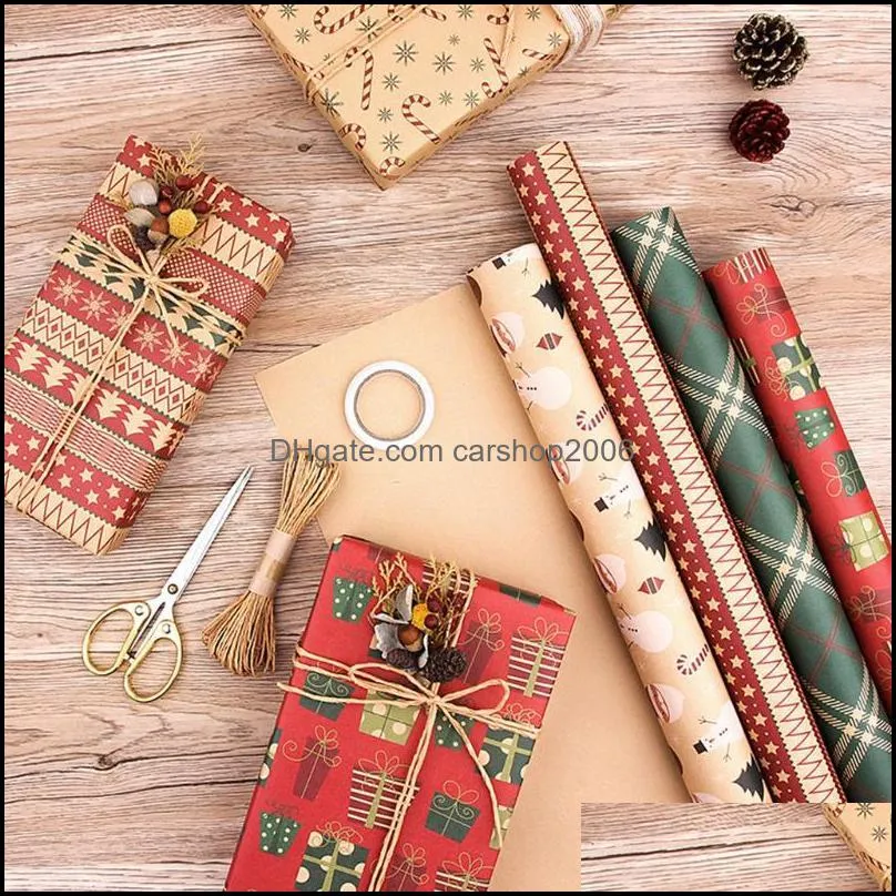 Gift Wrap LXAC Retro Christmas Gifts Wrapping Papers DIY Present Packing Kraft Wraps