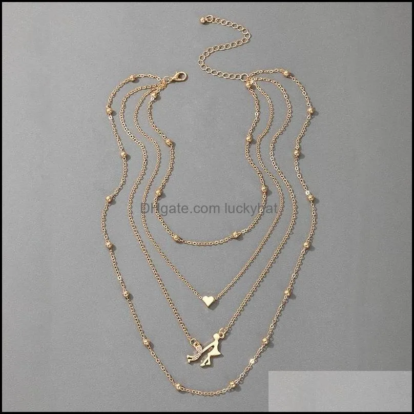 Exquisite Human Heart Chain Choker Neckalce for Women Gold Color Alloy Metal Party Jewelry Gift Accessories