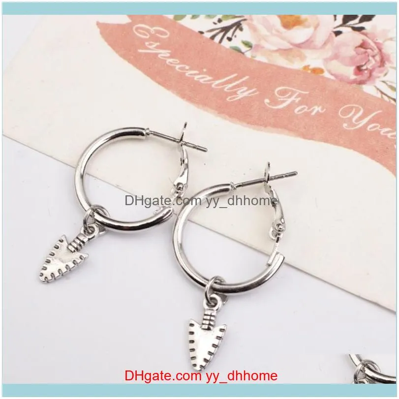 Trendy Silver Hoop Earrings For Women And Men Alloy Metal Arrow Small Circle Jewelry Party Accessiors & Huggie