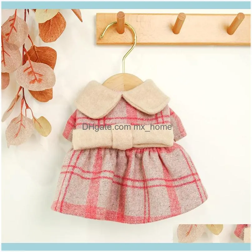 Winter Dog Clothes Pink Doll Dress Pets Outfits Warm Clothes for Small Dogs Cat Costumes Coat Jacket Puppy Sweater Dogs New 201126