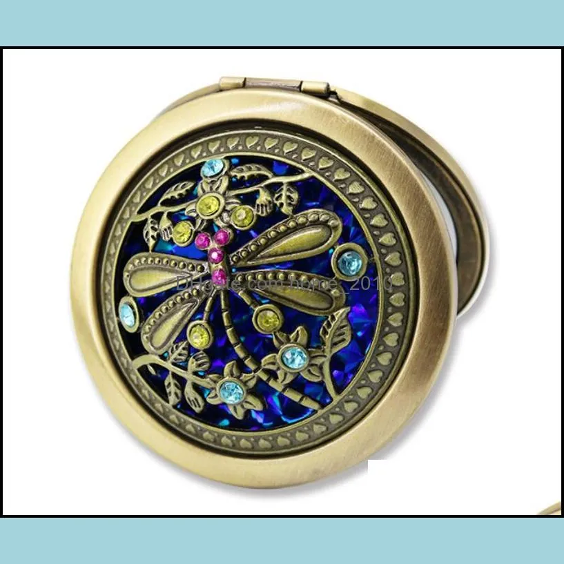 Mini Pocket Retro Vintage Style Butterfly/flower/Peacock Makeup Cosmetic Pocket Compact Stainless Mirror DHL Free