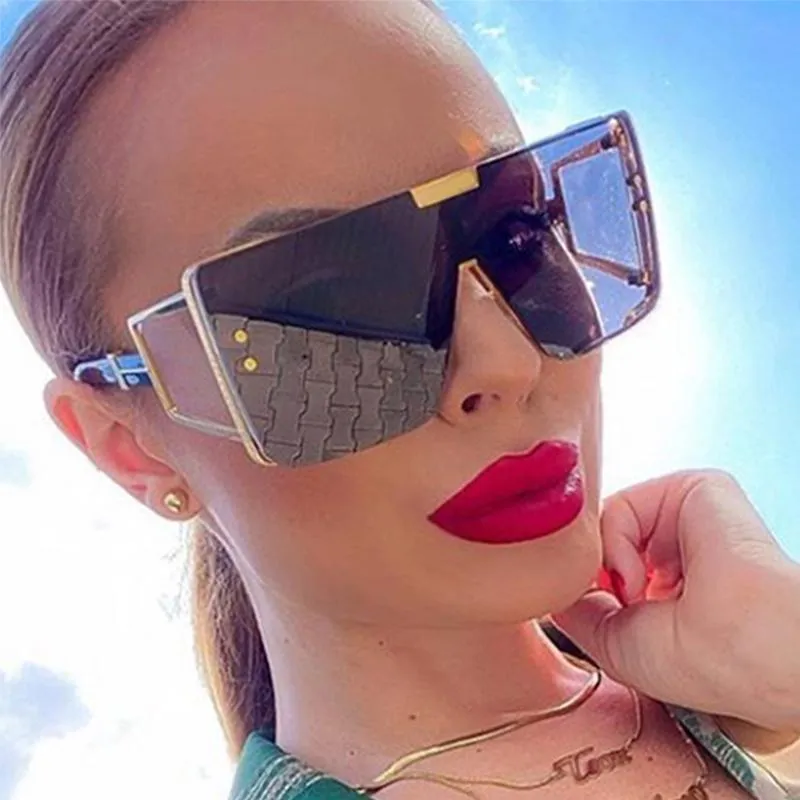 2021 New Luxury Square Sunglasses For Women Big Frame Gradient Shades Trend Green Sunglasses Mens Brand Designer Vintage Eyewear