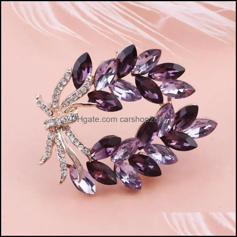 Pins, Brooches FARLENA Fashion Crystal Poolive Leaf Brooch Pins Luxury Rhinestones For Women Jewelry Accessories