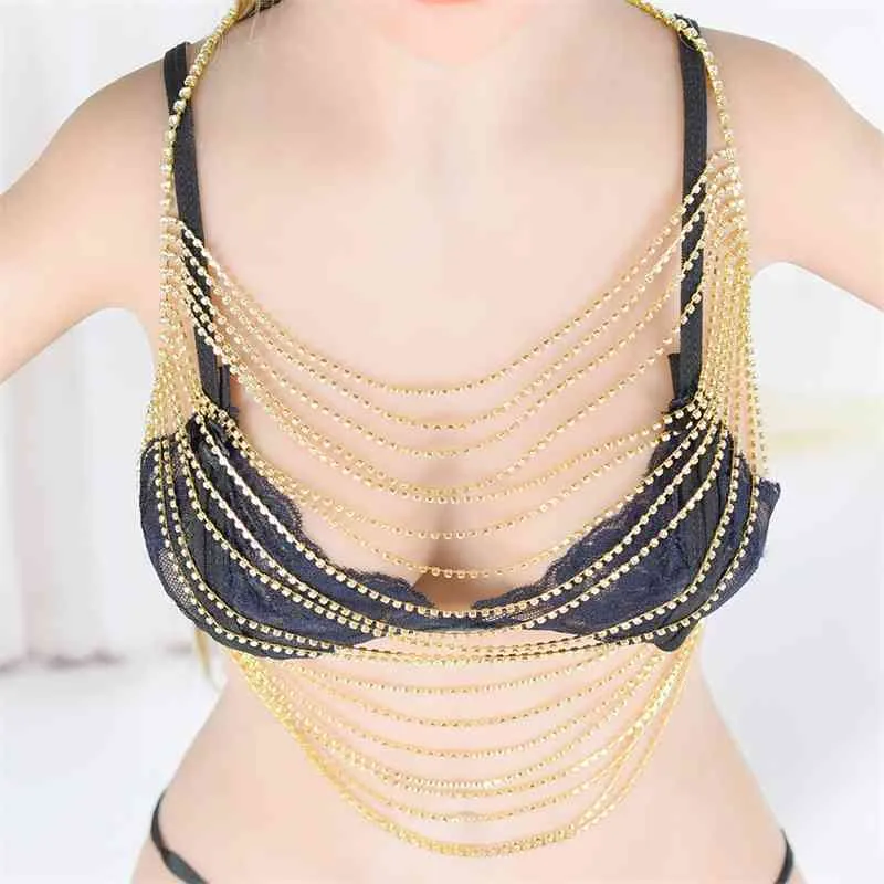 Sahne Seksi Saçaklı Etek Göbek Dans Vücut Performans Aksesuarları Bel Göğüs Çantası Zincir Kristal Bikini