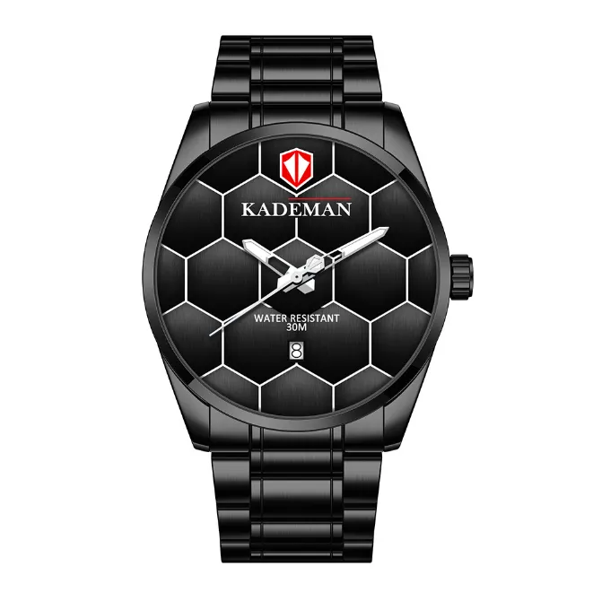 Kademan Brand High Definition Luminous Mens Watch Quartz Calender Watches Leisure Simple Mineral Glass Masculine Wristwatches