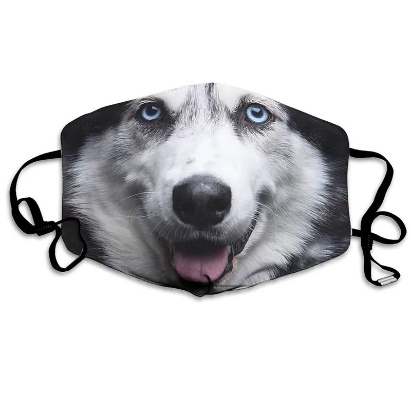 Masque en coton d'impression numérique 3D personnalisé imprimé animal lavable filtre remplaçable réutilisable adulte unisexe masques cadeaux de Noël WH0178