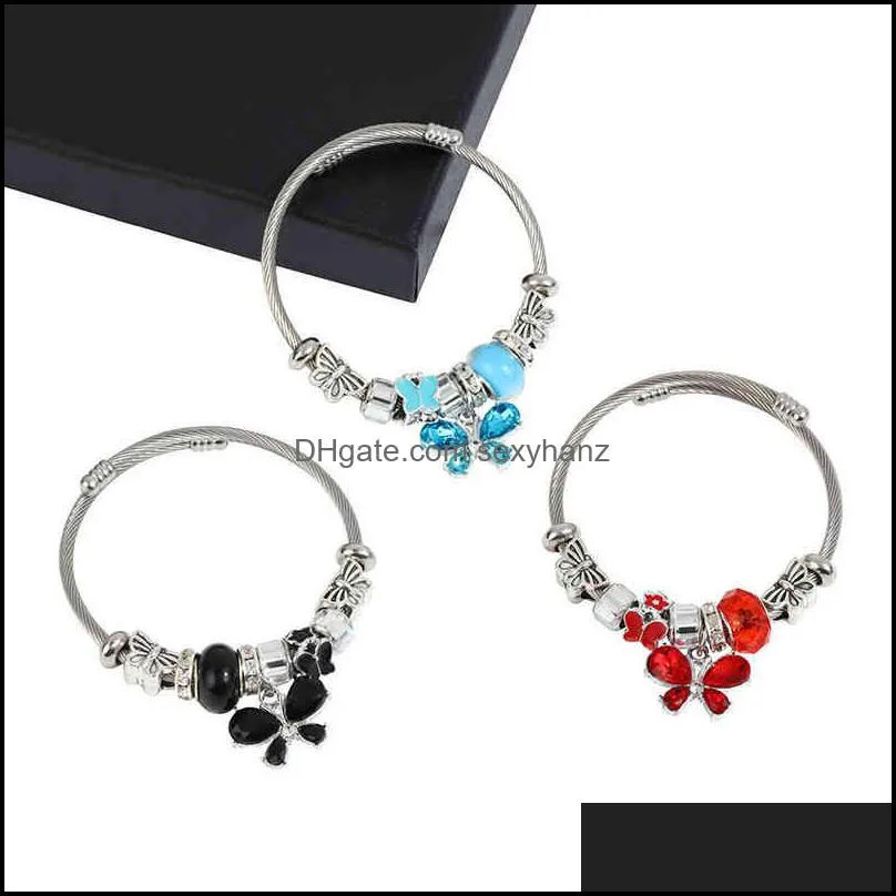 Bracelets bracelet personality Simple Crystal Butterfly creative small  fashion Beaded net wind lovers hand ornament