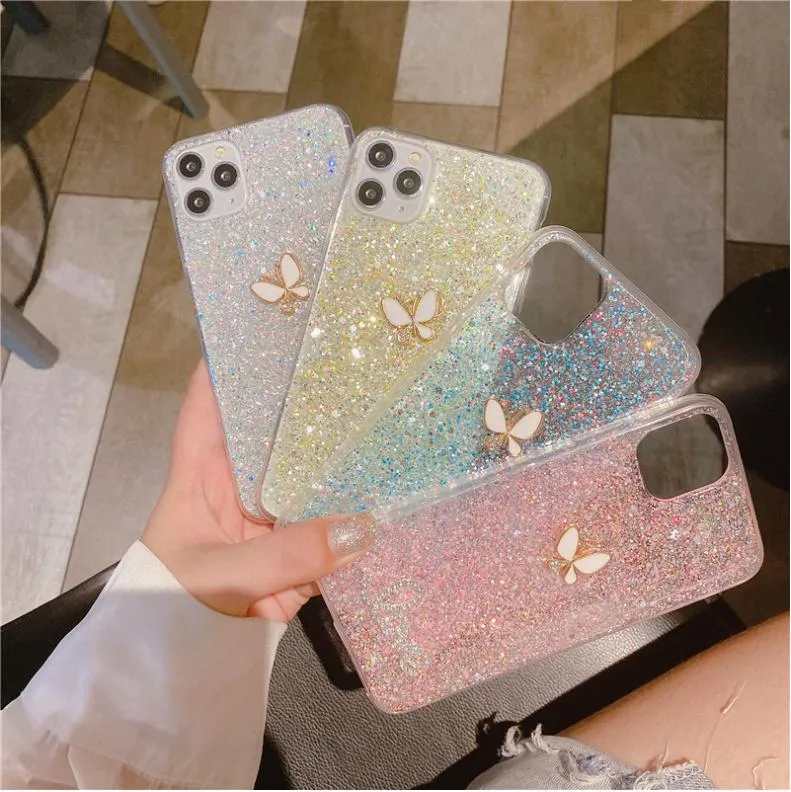 Bling 3D Flash Flash Powder Soft TPU Чехол для телефона iPhone 12 Pro Max 6 6 S 7 8 Plus X XS 11 XR