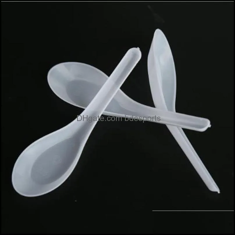 3600pcs food Soup Spoons Saimin Ramen White Plastic Spoon Outdoor Disposable Dining Food Sale Fast Water-ice cake