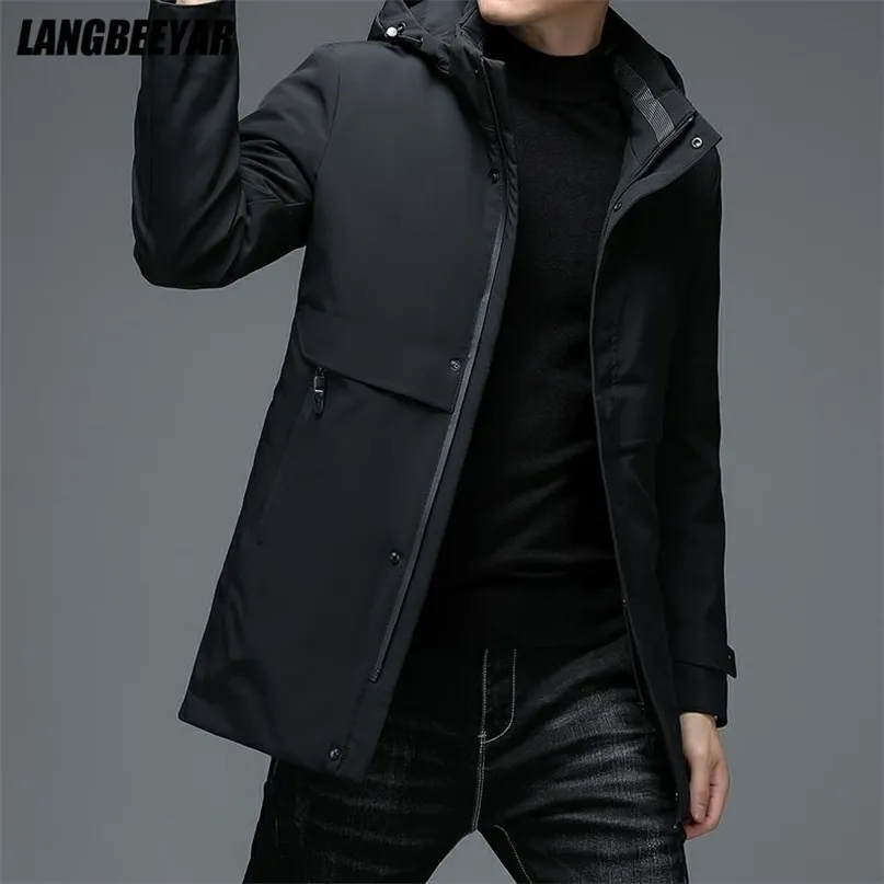 Top Grade Designer Brand Casual Fashion With Hood Winter Jacket Män Duck Down Windbreaker Puffer Coats Mens kläder 211204