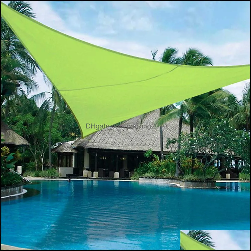 300D 3x3/4x4/5x5m 8 sizes Waterproof Polyester awning Regular Triangle Shade Sail Sun Outdoor Sun Shelter garden Camping Canopy X0707